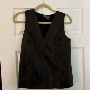 Vince Lamb Leather & Silk Top